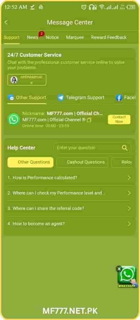 MF777 Game customer service